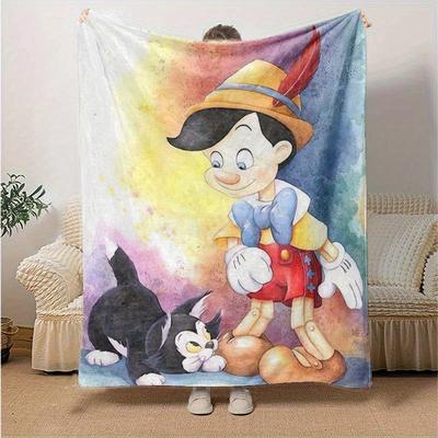 1 Stück, Pinocchio und Figaro: Ein magisches Zuhause-Deko-Abenteuer mit kuscheligen Decken! Perfekt als Geschenk, diese Flanelldecke ist ideal für das Schlafzimmer