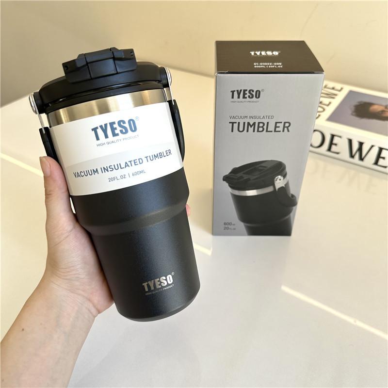 

Tyeso Stainless Steel Coffee Cup Cold And Hot Double-layer Insulated Cup Tumbler Thermo Water Bottle Car Travel Mug Vacuum Cup 600ML чорний