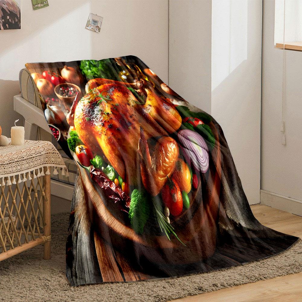 Roast Chicken Feast print blanket soft and cozy perfect for the living room bed sofa or a nap,gift