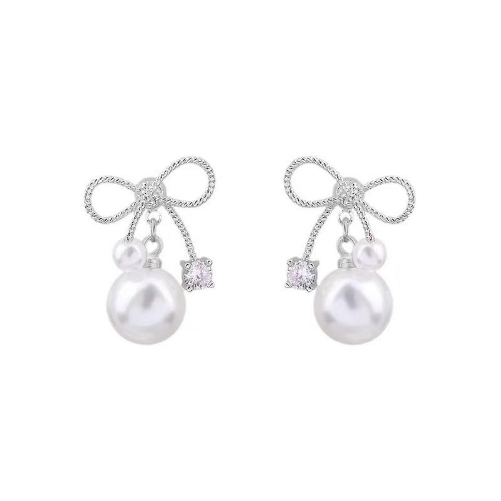 Faux Pearl Jewelry Elegant Fashion Earrings Drop Earrings For Women Sophisticated Bow Pearl Earrings For Special Occasion Gifts