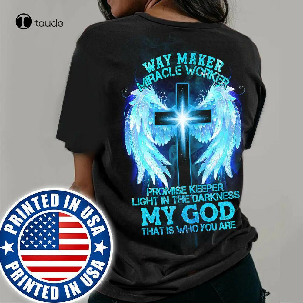 New Jesus Tshirt Backside God Christ Cross Miracle Worker Vintage Gift Tee Shirt Cotton T Shirt Unisex Fashion Funny New