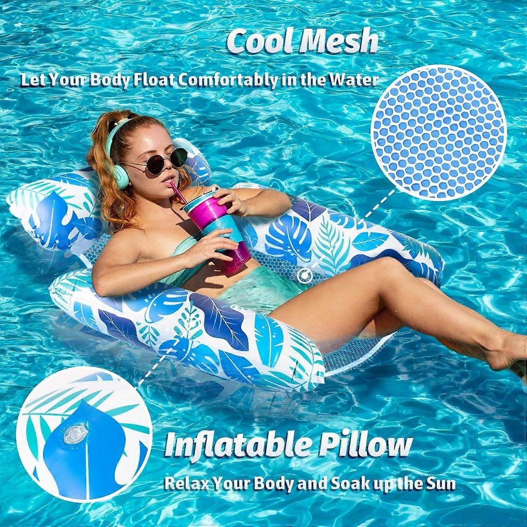 2 Pack Pool Inflatables, Inflatable Pool Floats, 4 IN 1 Swimming Pool Floats Hammock, Inflatable Pool Toys Water Hammock for Armchair Mattresses Seat