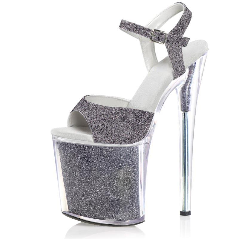 Sandale sexy pentru femei 20CM cu platformă Peep Toe Catwalk Model Pole Dance Tocuri înalte Pantofi de club de noapte Pantofi de striptease