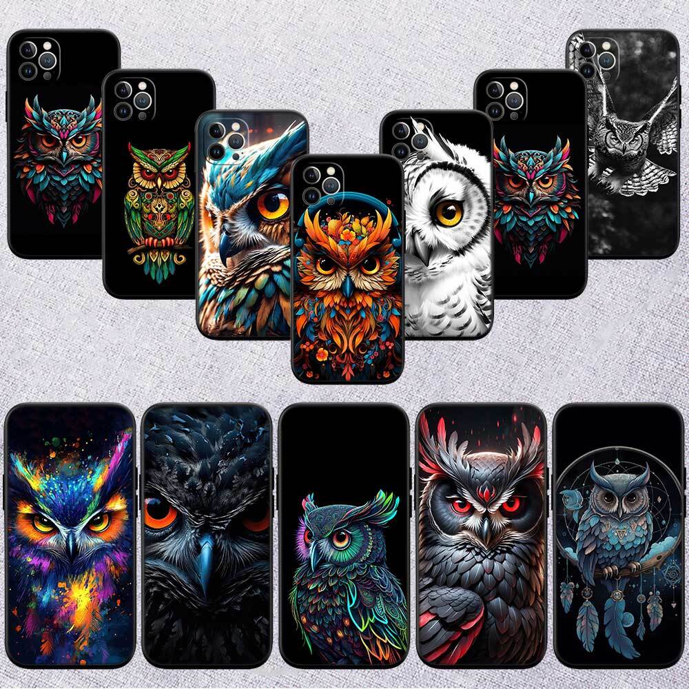 Cartoon Art Owl Phone Case for Samsung S20 S21 S21S S22 S23 S24 FE Ultra Plus Lite F06 F16 M06 M16 M56 A07 A17 A36 A37 A55 A57
