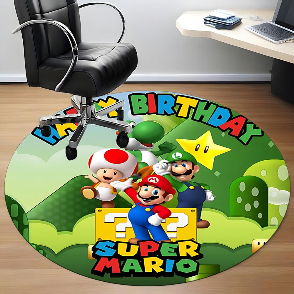 1pc Mario Party Office Round Area Rug, Bedroom Living Room Home Decor, Room Deco, Offic a1016211