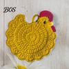 Animal Shaped Coasters Crochet Hen Coaster, Handmade Chicken Shape Knitted Mat Novelty Gift for Coffee Cup, Cute Kitchen Countertop Bar Accessory