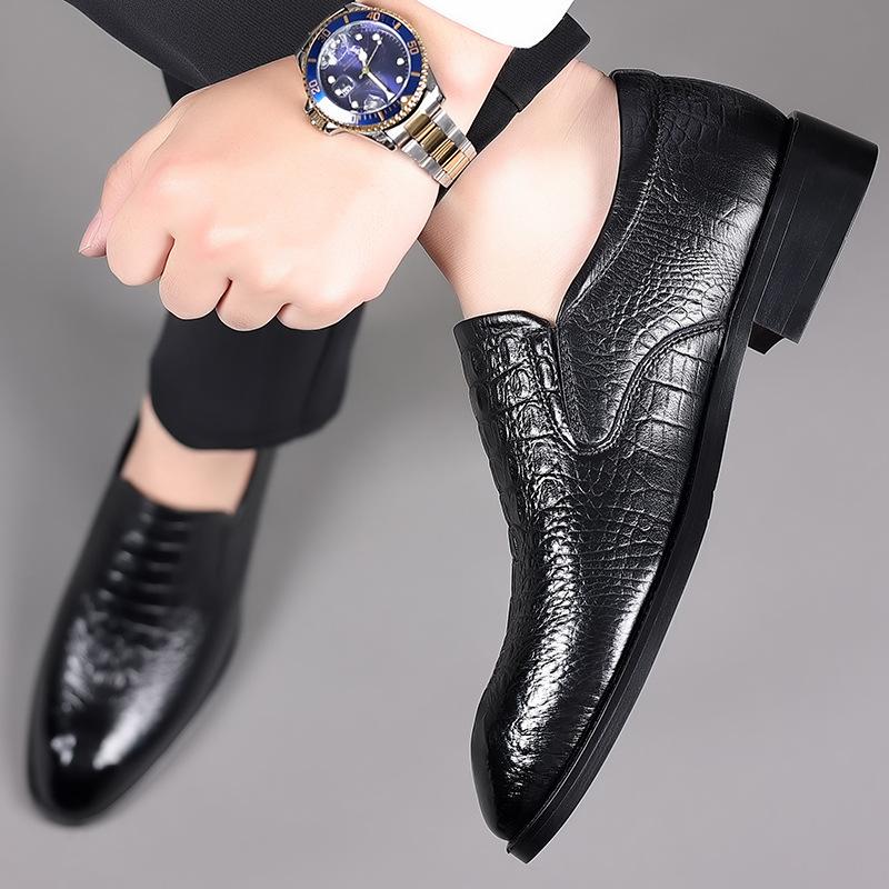Noua pantofi casual din piele pentru afaceri Pantofi pentru bărbați, din piele, cu model de crocodil, pantofi pentru bărbați în relief, pantofi de nuntă
