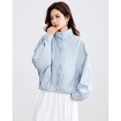TERRE BLEUE Women's Loose Fit Short Leather Jacket