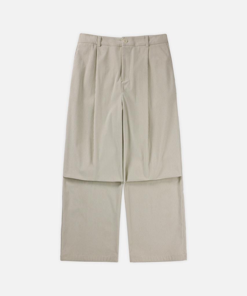 DRAW FIT Essential Wide One-Pleat Corduroy Pants [Ivory]