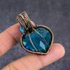 Indicolite, Blue Topaz Gemstone Handmade Copper Wire Wrap Pendant 2.05" J6A51