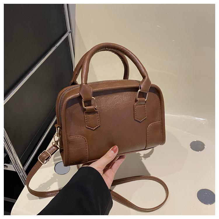 2024 Early Spring Solid Color Textured Square Handbag - Women's Versatile Shoulder & Crossbody Bag