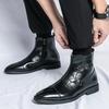 Martin Boots British Brock Chelsea Boots Men's Autumn and Winter High Top Leather Shoes Medium Tooling Boots Leather Boots