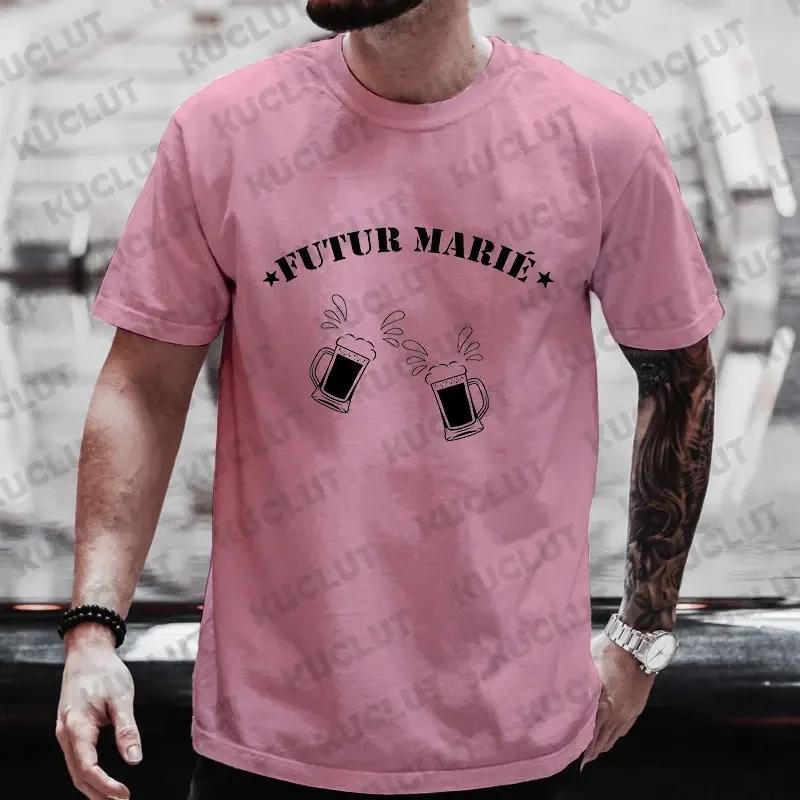 French EVG Team Future Groom Squad T Shirt Engagement Wedding Single Farewell Tees Bachelor Stag Party Tshirt Beer Graphic Tops