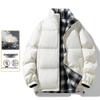 Double-Sided Men's White Duck Down Puffer Jacket: Thick, Warm, Winter Outerwear for Couples