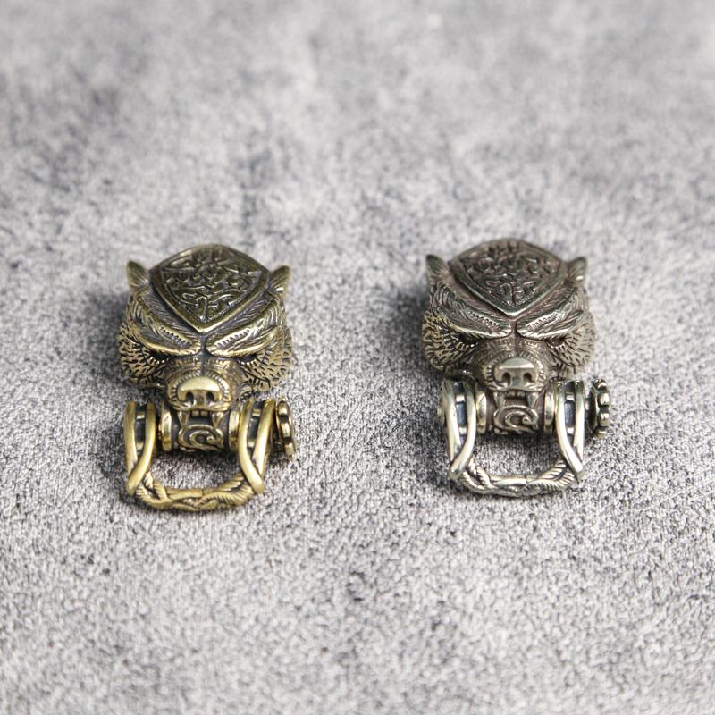 Bear Head Brass Buckle EDC Outdoor DIY Woven Paracord Survival Bracelets Supplies Accessories Retro Umbrella Rope Lanyard Beads