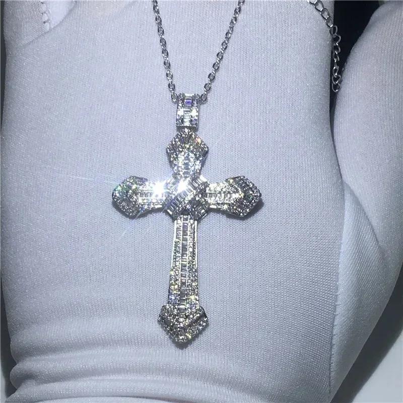 Exquisite Shining Crystal Cross Necklace Pendant Lucky Charming Fashion Jewelry Gift Unisex