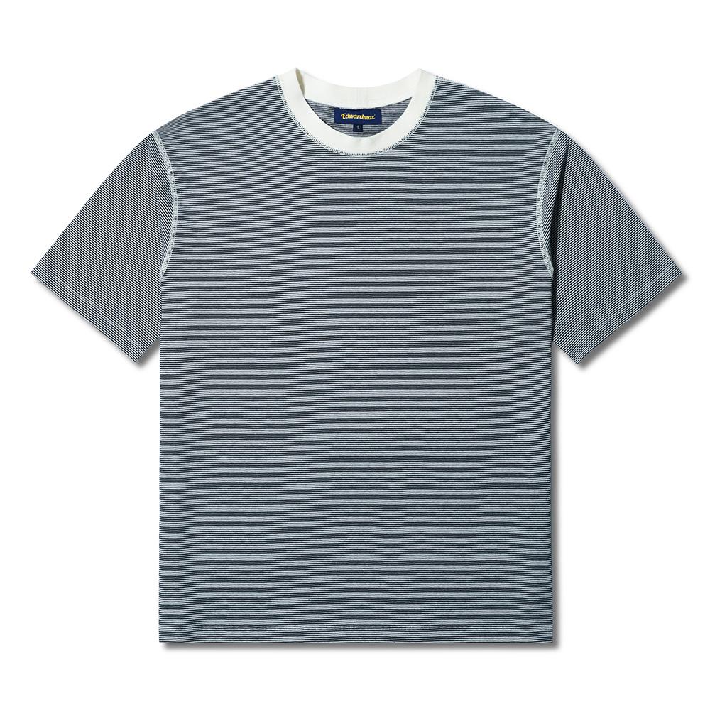 Edward Max Luther Stripe Border Short Sleeve T-Shirt (Navy) Xl(105)