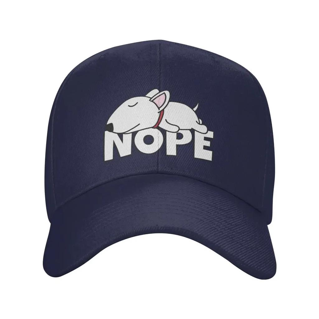 Personalized Cool Nope Bull Terrier Dog Baseball Cap Women Unisex Adjustable Adult Dad Hat Summer Sun Hat
