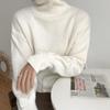 Retro High Neck Button Sweater: Women's Autumn/Winter Solid Color Knit with Slit