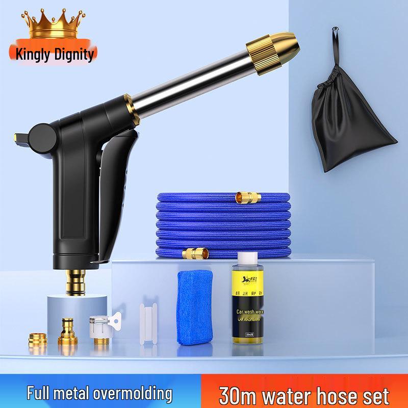 High-Pressure Telescopic Car Wash Water Gun with Soft Hose Nozzle