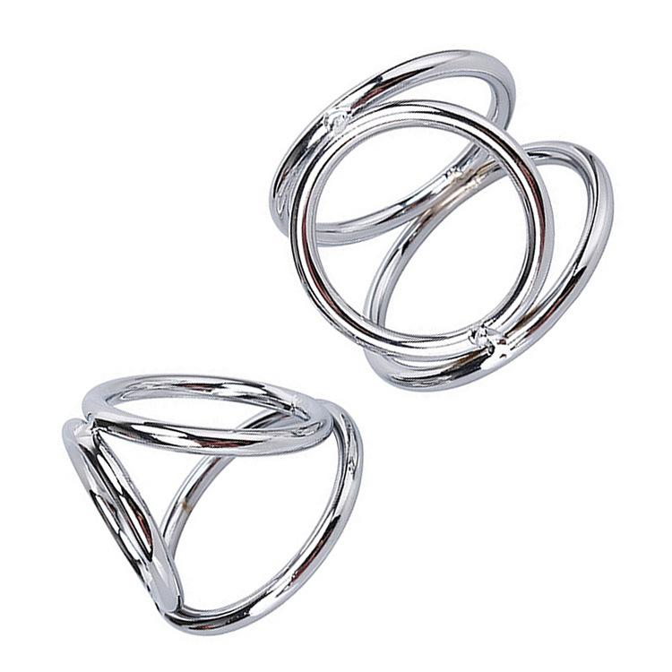 Stainless Steel Penis Ring Three-Ring Sex Toys Sex Tools Couple Passion Climax Adult Toys Lower Body Training Aid