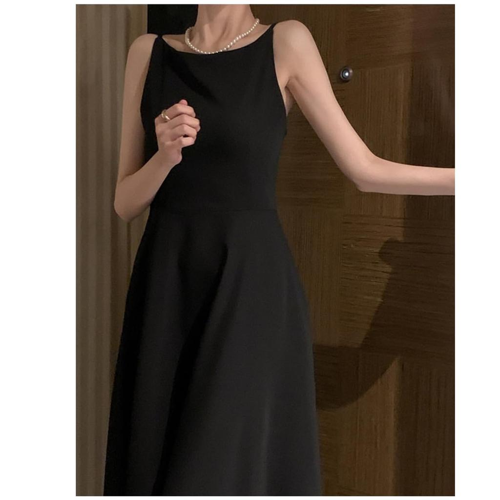 BEYANE Long Concert Party Wedding Adult Simple Long Open Cabaret High School Cocktail Evening Dress Dress, Dress, Dress, Black, Camisole, Satin,