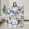 Frieren Anime Flannel Blanket  Funny Throw Blankets for Home Hotel Sofa  xcm Rug Piece