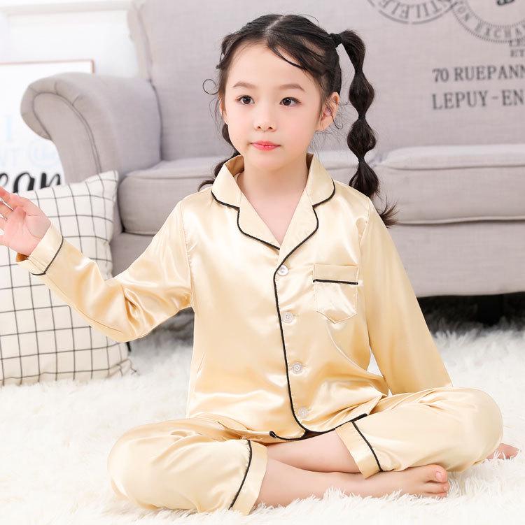Children's Ice Silk Pajamas Set - Comfortable Summer Sleepwear for Boys and Girls