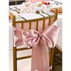 Pink Satin Chair Bow Sashes Wedding Chair Ribbon Bow Silk Chair Knot Ties for Reception Restaurant Event Banquet Party Hotel Decorations