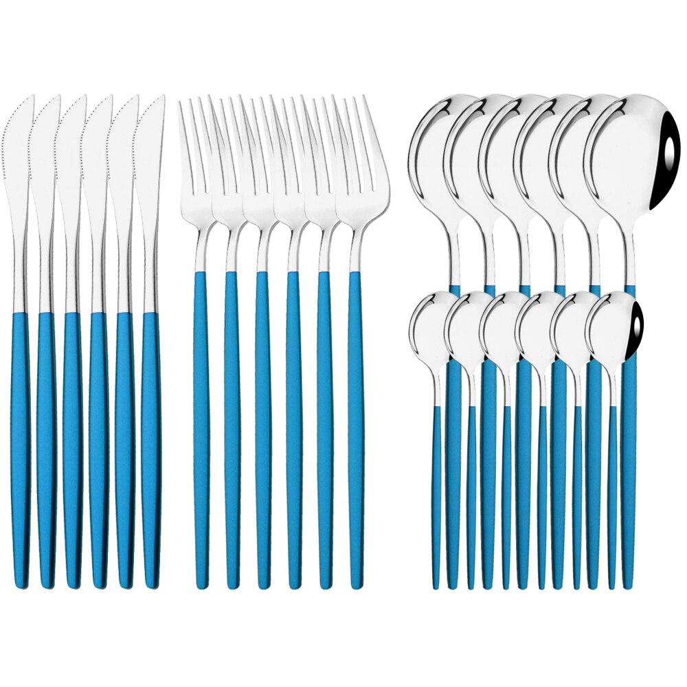 Neue 24 Teile/satz Besteck Set Edelstahl Geschirr Lila Gold Geschirr Messer Gabel Löffel Abendessen Besteck Küche Besteck