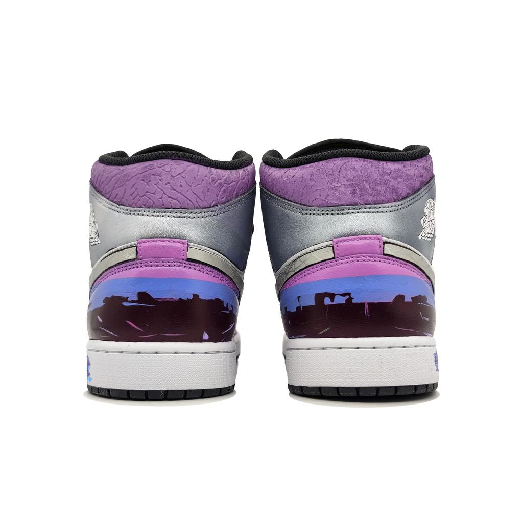 Jordan Air Jordan 1 Abrasion Resistant Breathable Mid Top Vintage Basketball Shoes Men's Cyber Purple FB9911-001(Team400-)