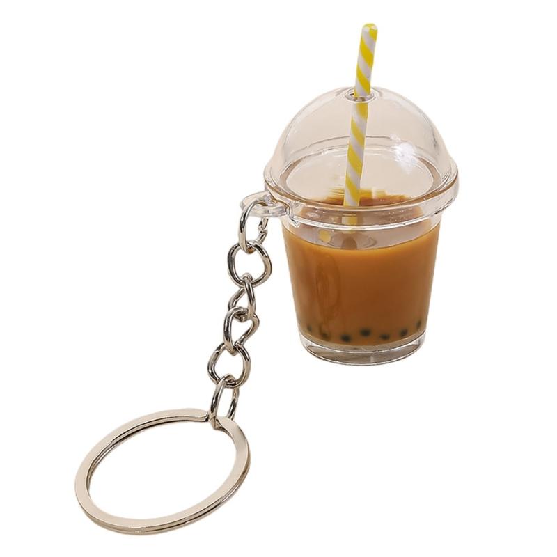 Roztomilý přívěsek na klíče Bubble Tea Kawaii přívěsek na batoh Mini přívěsky šálků Dárky pro páry