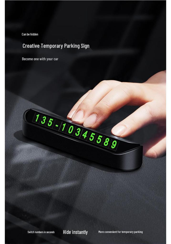 Hidden Press-Type Car Dashboard Phone Number Plate for Temporary Parking