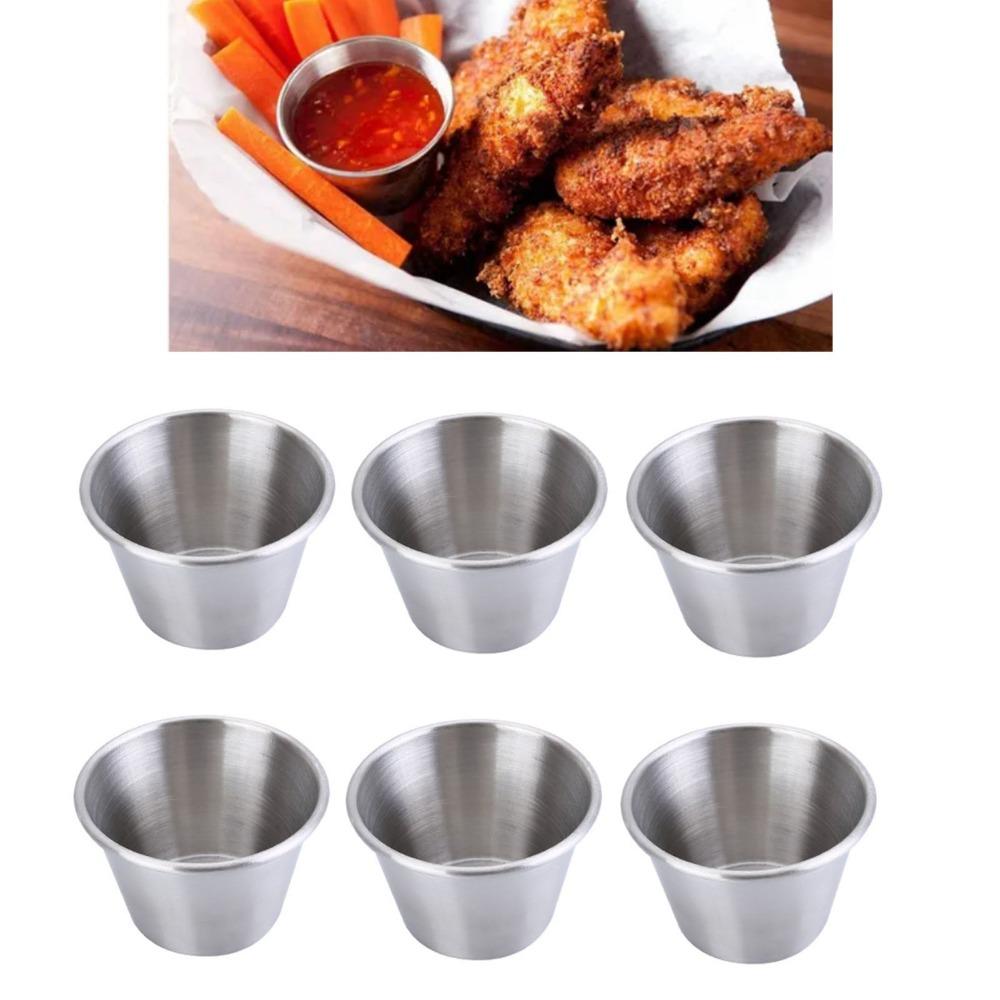 6 Pcs 70ml Stainless Steel Wine Glass Leakproof Stainless Steel Sauce Cups  Home Use
