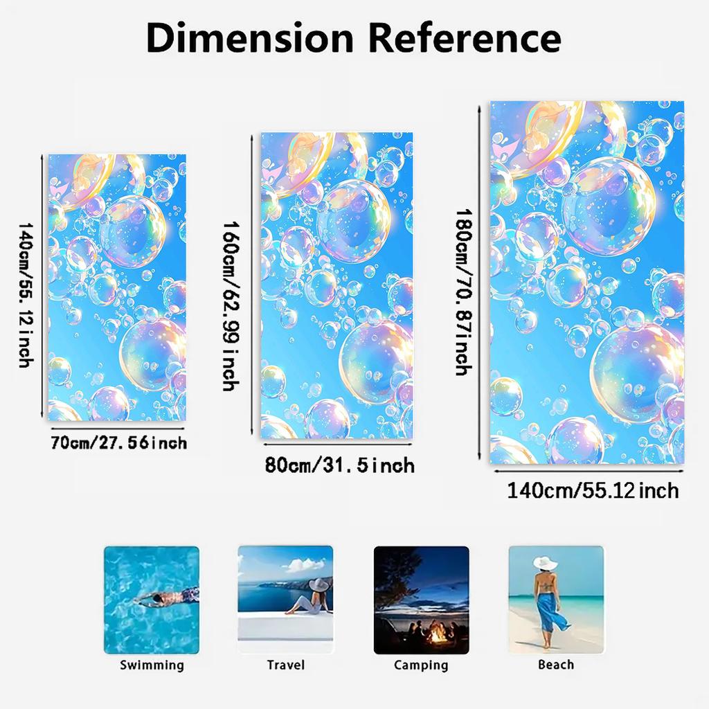 1Pc Summer Fresh Sky Blue Foamy Print Beach Towel Soft Absorbent Quick Dry Beach Holiday Bath Towel Wrap Scarf