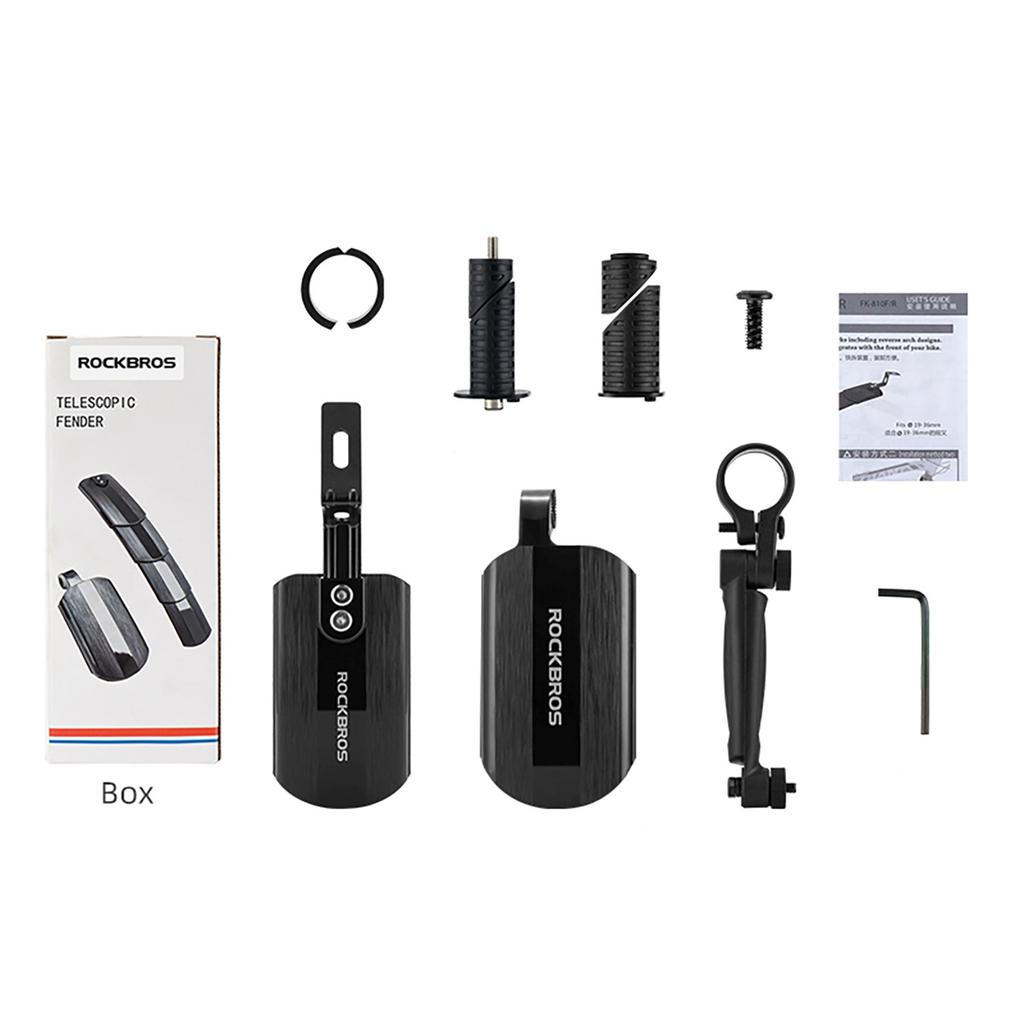 Telescopic Folding Bicycle Mudguard Set - Black