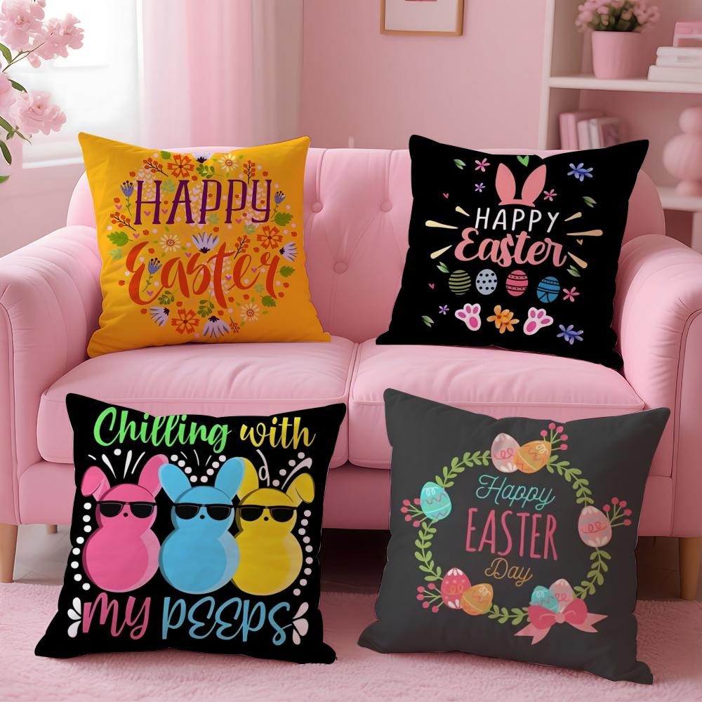 Happy Easter Cushion Cover Comfort Sofa Bed Silky Elegant Invisible Zipper Decorative Holiday Gifts