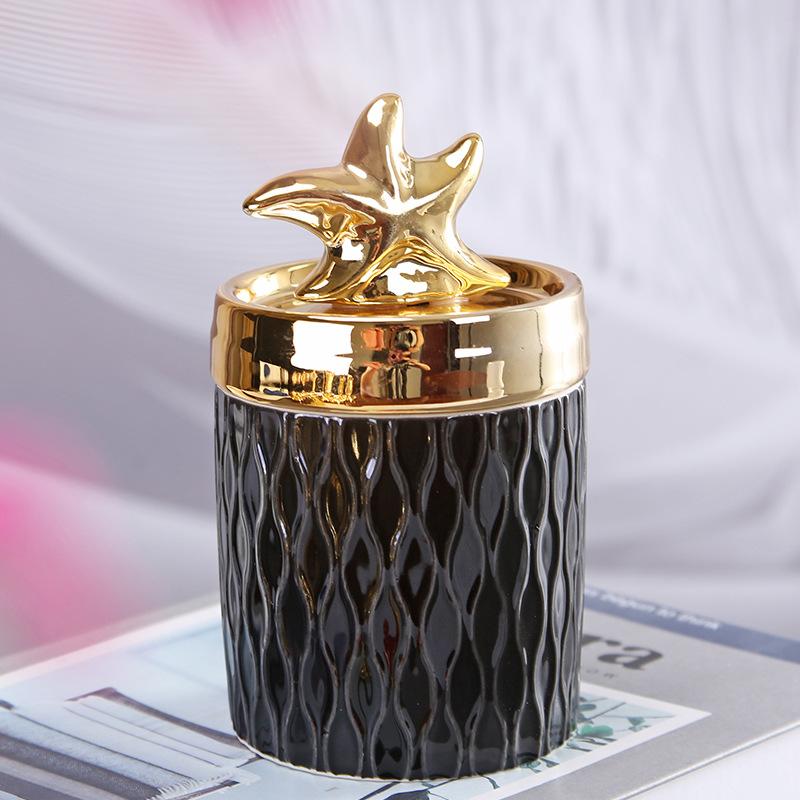 Electroplated Bird Ceramic Decorative Jar with Lid, Candle Jar, Aromatherapy Cup, Jewelry Storage Box, Handicraft Ornament