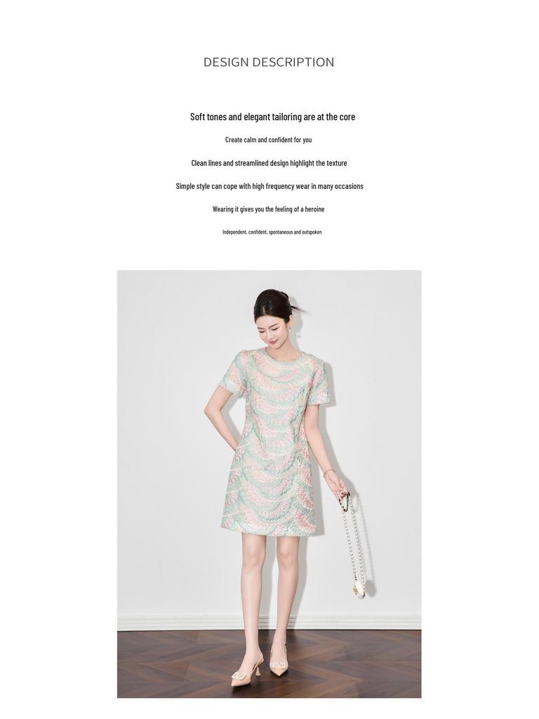 Summer Style Women's Slimming Dress - High-Quality Organza with Sparrow Feather Embroidery