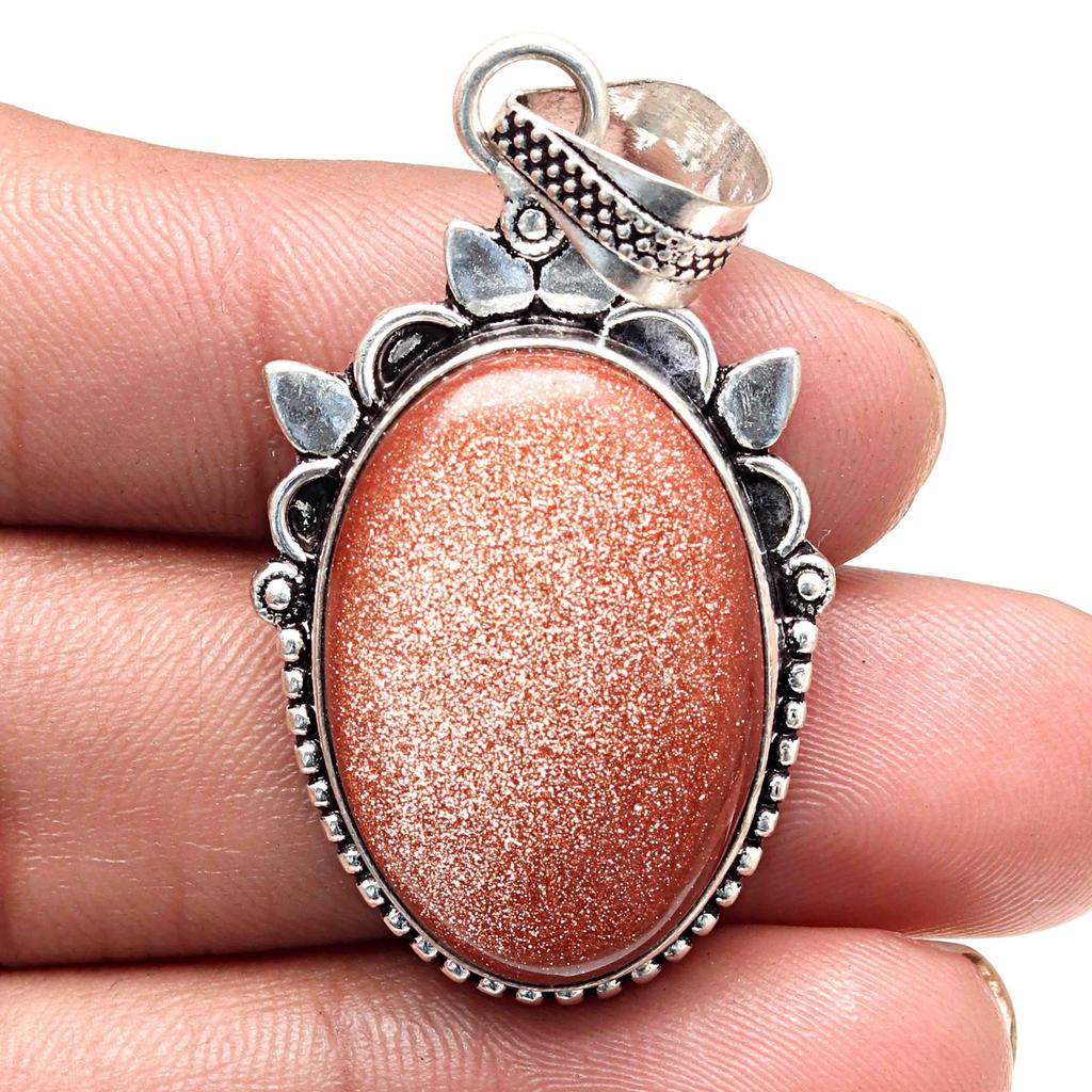 Přívěsek Červené Slunce Sitara Drahokam Řemeslný Valentýn Stříbrné Šperky 2"