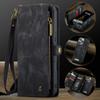 CaseMe-008 For iPhone 16 Pro Max Removable 2-in-1 Zipper Wrise Strap Multi-functional Wallet Case Card Slots Phone Cover