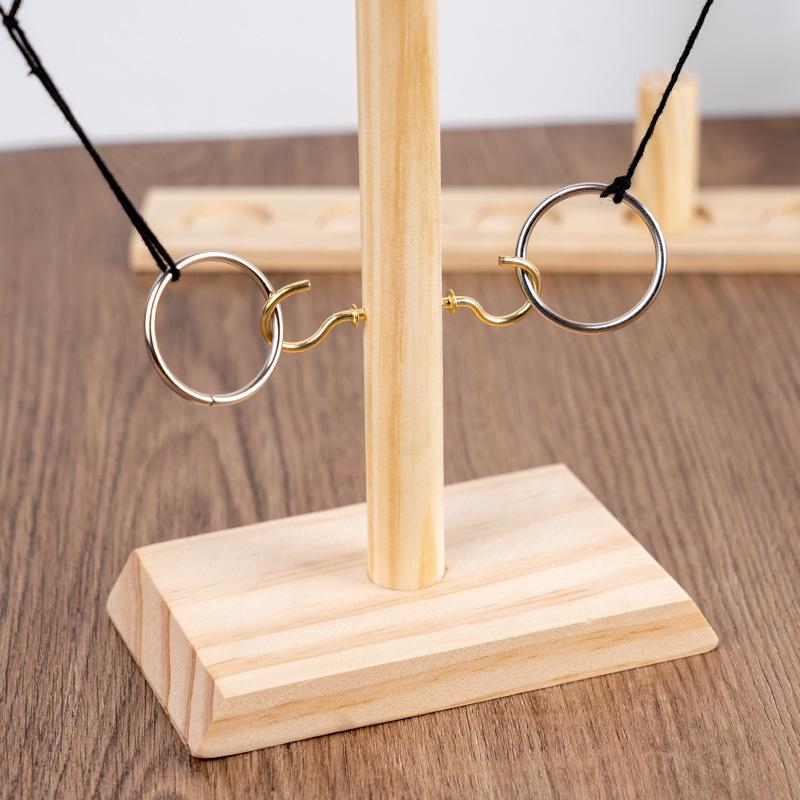 Wooden Ring Toss Game: Two-Person Hook and Ring Table Toy