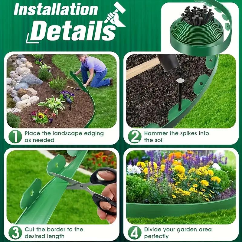 10M L Shaped Lawn Edging Heavy Duty Landscape Border for Grass Gravel Separation Pavement Edge Restraint DIY Garden Barrier