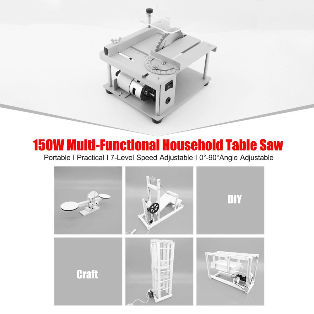150W Multi-Functional Table Saw Mini Desktop Saw Cutter Electric Cutting Machine with Saw Blade