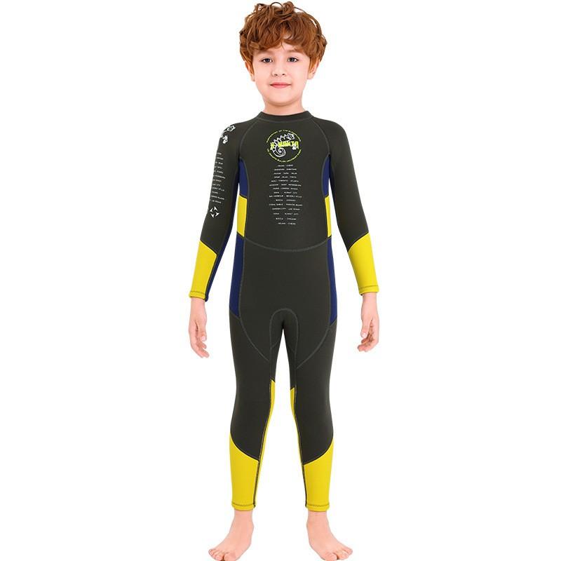 2.5mm Kids Boys Full Wetsuit Long Sleeve Thermal Dive Suit Snorkeling Surfing Swimming Water Sports Protection