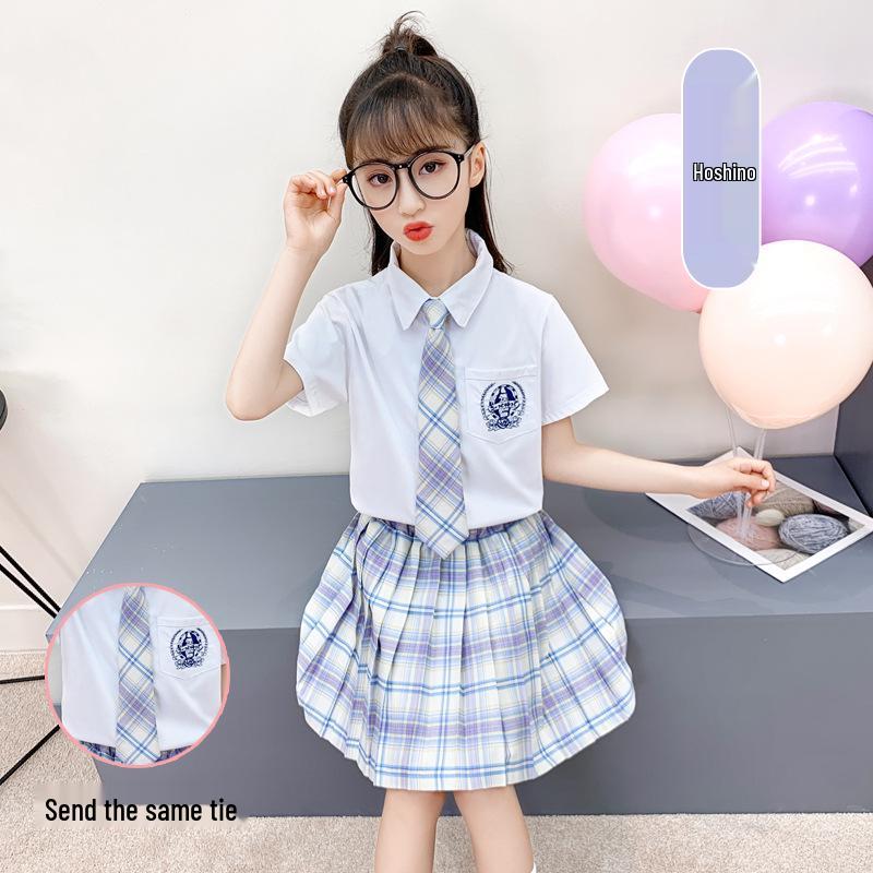 Disfraz de Coro Infantil: Camisa de Manga Corta y Falda de Cuadros de Junio de 2025 para Recital de Poesía y Vestimenta Escénica de Jardín de Infancia
