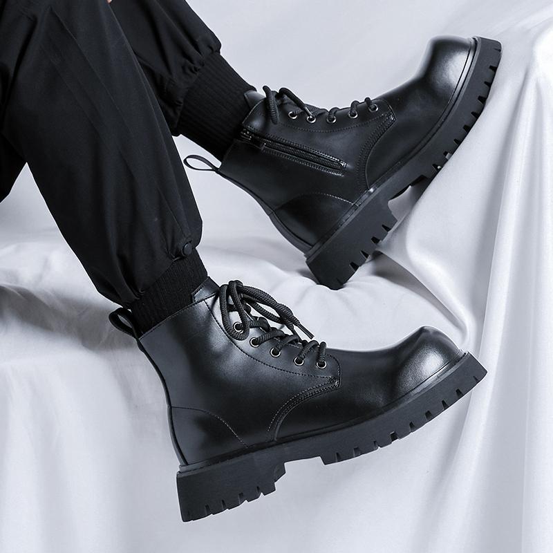 Brand Male High Top Shoe Leather Fashion Outdoor Shoes For Men Hot Sale Classic Men Shoes Wedding Thick Bottom Casual Footwear