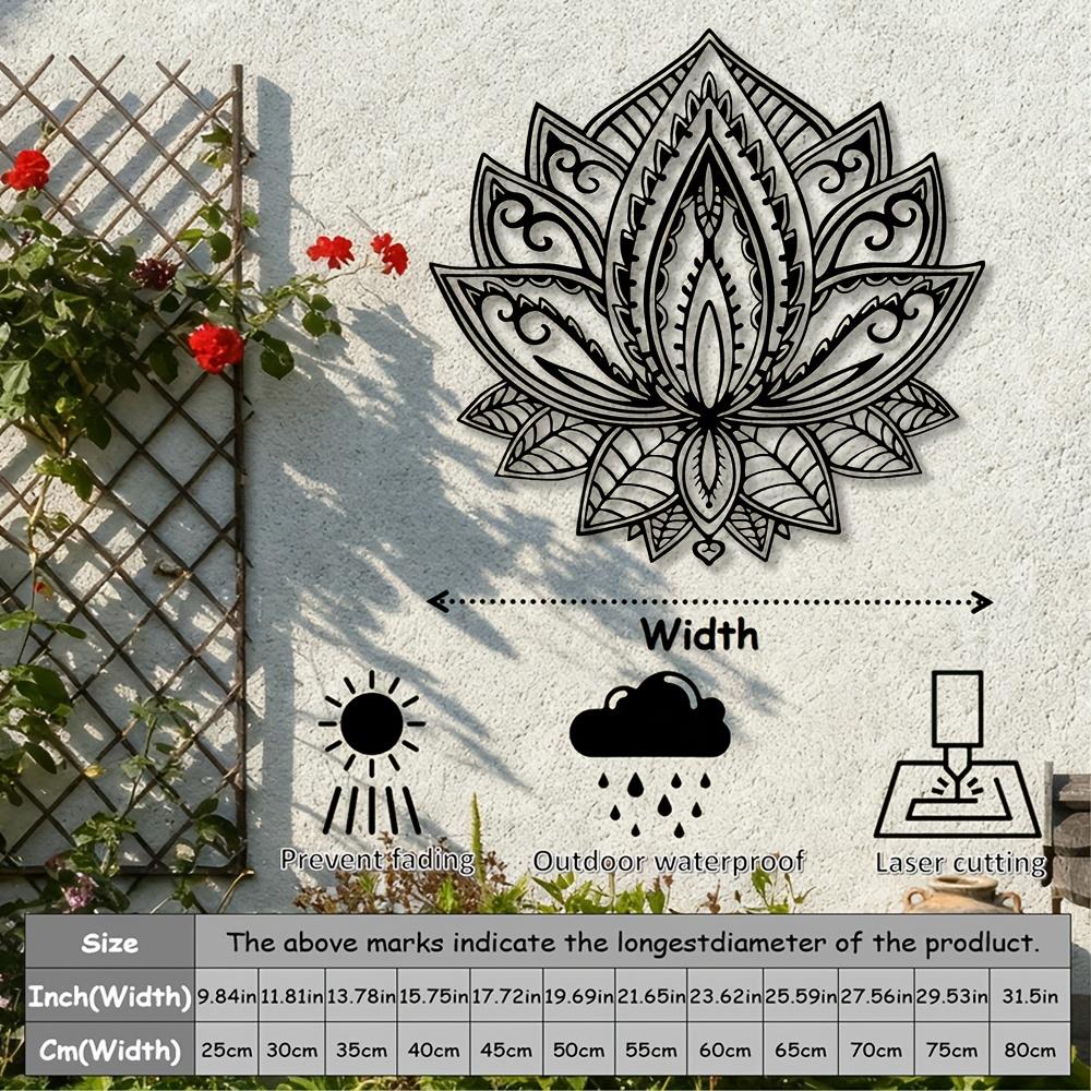 1 Stück Lotus Mandala Metall-Wandskulptur 2D Flacheisenkunst für Wohnzimmer Schlafzimmer Büro Yoga-Studio Moderne Minimalistische Hängedekoration Meditationsraum
