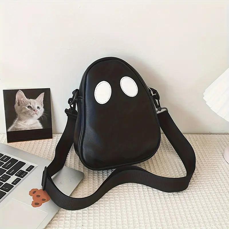 WTEMPO Adorable Halloween Zipper Large Wallets Funny Ghost Face Design Crossbody Bags with Shoulder Strap Trick or Treat Theme Design Bags