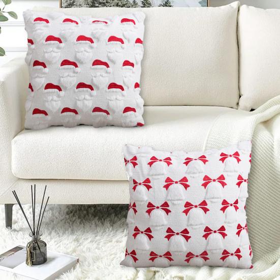Yousheng Christmas Pillowcase Festive Decorative Pillow Cover with Christmas Tree Bells Santa Claus Pattern Holiday Home Decor